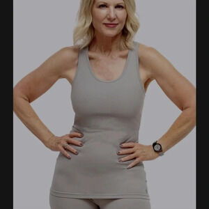 any age activewear grey COMPLETE COVERAGE TUMMY CONTROL SPORT TANK WITH BRA M